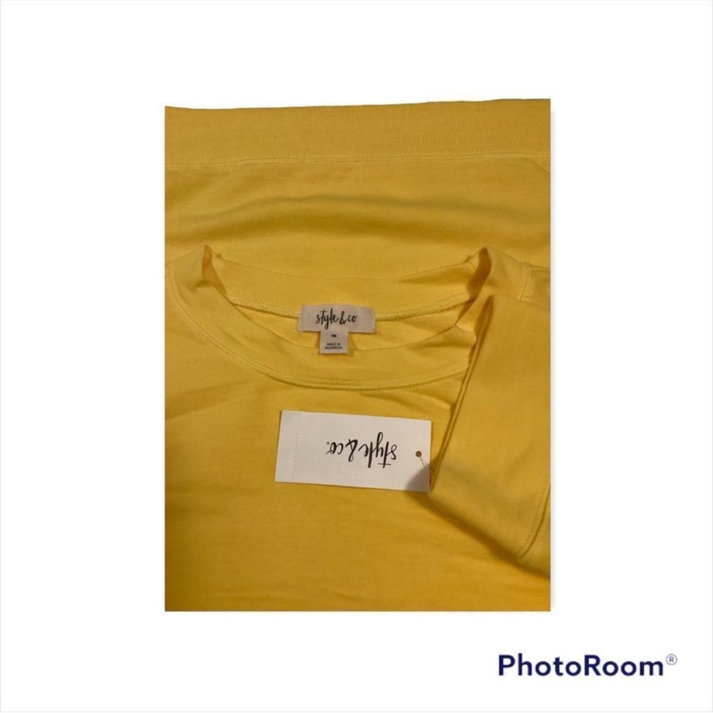 NWT Style&Co short sleeve sweatshirt yellow - Picture 2 of 4